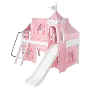 WOW23 / TWIN SIZE CASTLE LOFT BED WITH SLIDE & TENT
