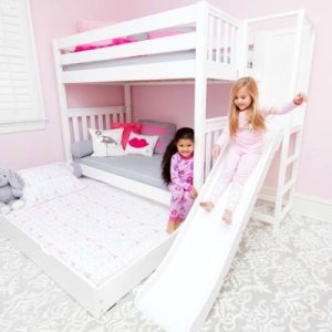 POOF / EXTRA HIGH MAXTRIX TWIN OVER TWIN BUNK BED WITH SLIDE
