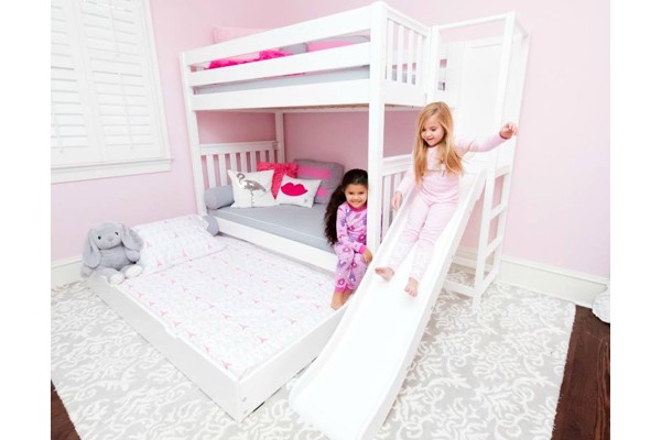 POOF / EXTRA HIGH MAXTRIX TWIN OVER TWIN BUNK BED WITH SLIDE