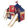 WOW29 / TWIN SIZE CASTLE LOFT BED WITH SLIDE & TENT
