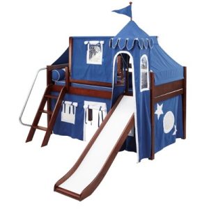 WOW22  / TWIN SIZE CASTLE LOFT BED WITH SLIDE & TENT
