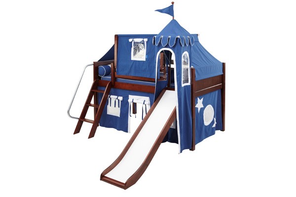 WOW22  / TWIN SIZE CASTLE LOFT BED WITH SLIDE & TENT