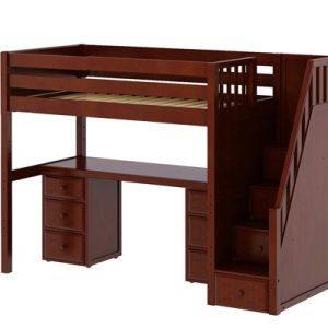 STAR13 / HIGH LOFT BED WITH STAIRCASE & DESK / TWIN