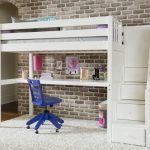 STAR11 / HIGH LOFT BED WITH STAIRCASE & LONG DESK / TWIN