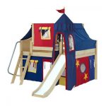 FANTASTIC29 / FULL SIZE CASTLE LOFT BED WITH SLIDE & TENT