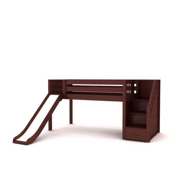 Delicious CP Twin Low Loft Bed with Stairs and Slide