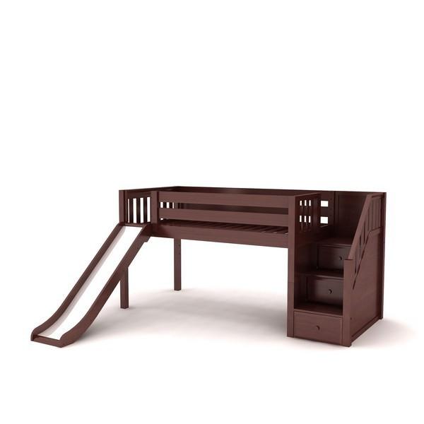 Delicious CS Twin Low Loft Bed with Stairs and Slide
