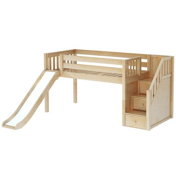 Delicious NS Twin Low Loft Bed with Stairs and Slide