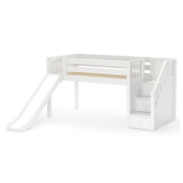Delicious WP Twin Low Loft Bed with Stairs and Slide