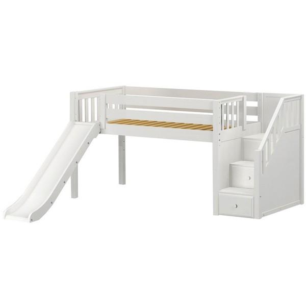 Delicious WS Twin Low Loft Bed with Stairs and Slide