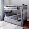 Max and Lily Full Over Full Bunk Bed with Storage in Grey