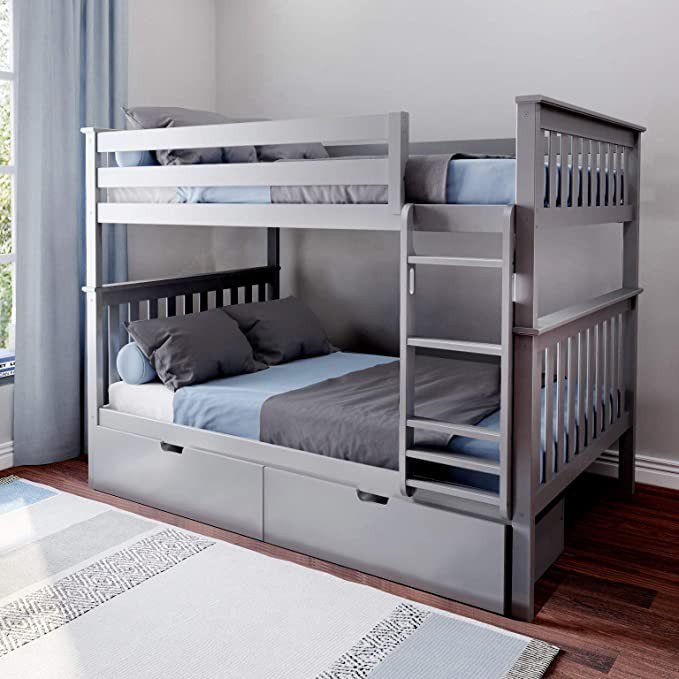 Max And Lily Full Over Full Bunk Bed With Storage In Grey