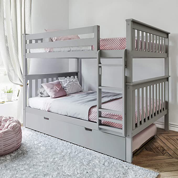 Max And Lily Full Over Full Bunk Bed With Trundle In Grey