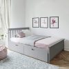 Max and Lily Full Platform Bed With Storage Drawers in Grey