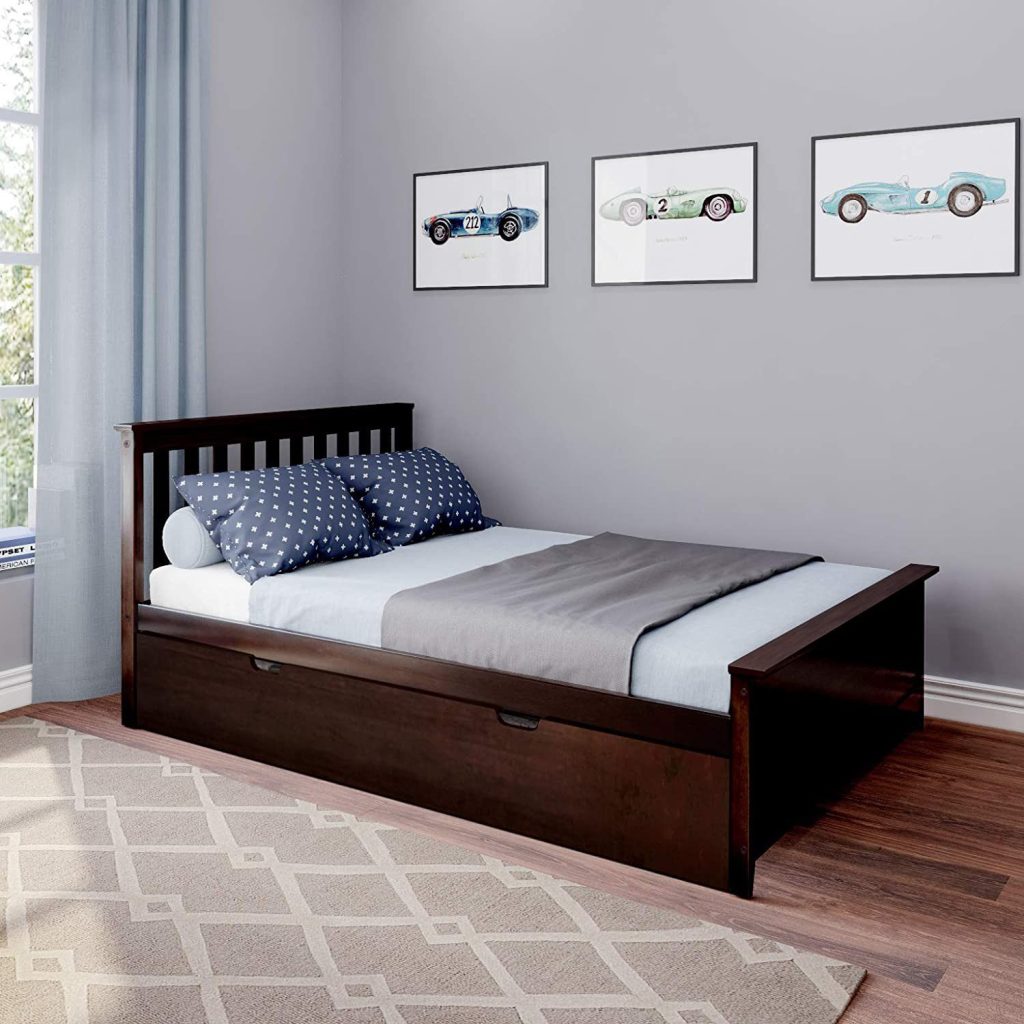 Max And Lily Full Platform Bed With Trundle In Espresso