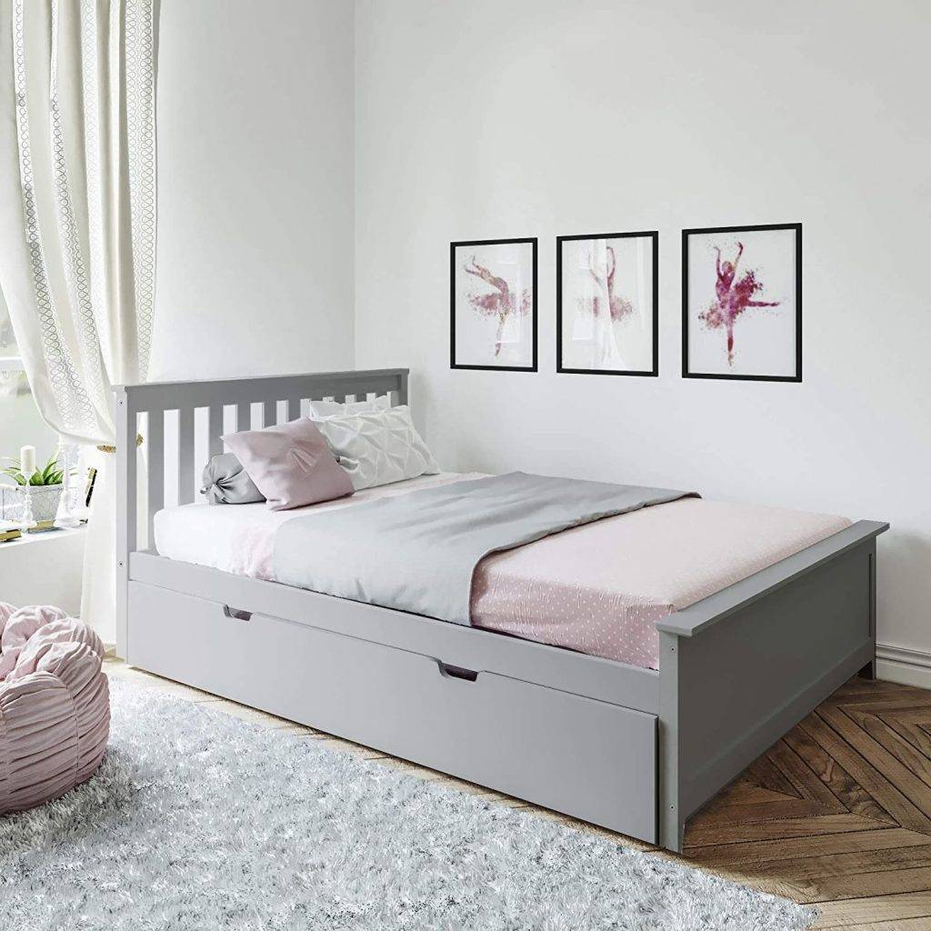 Max And Lily Full Platform Bed With Trundle In Grey