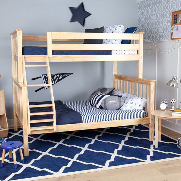Max and Lily Solid Wood Twin Over Full Bunk Bed In Natural Finish