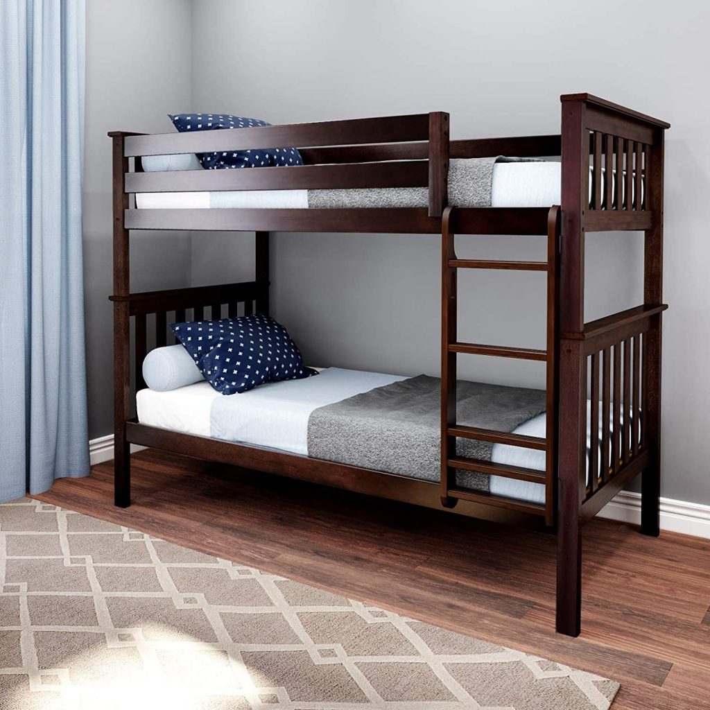 Max and Lily Twin Over Twin Bunk Bed in Espresso