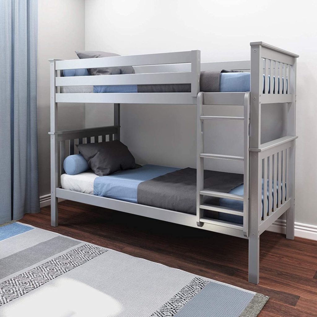 Max and Lily Twin Over Twin Bunk Bed In Grey