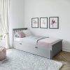 Max and Lily Twin Platform Bed With Trundle in Grey