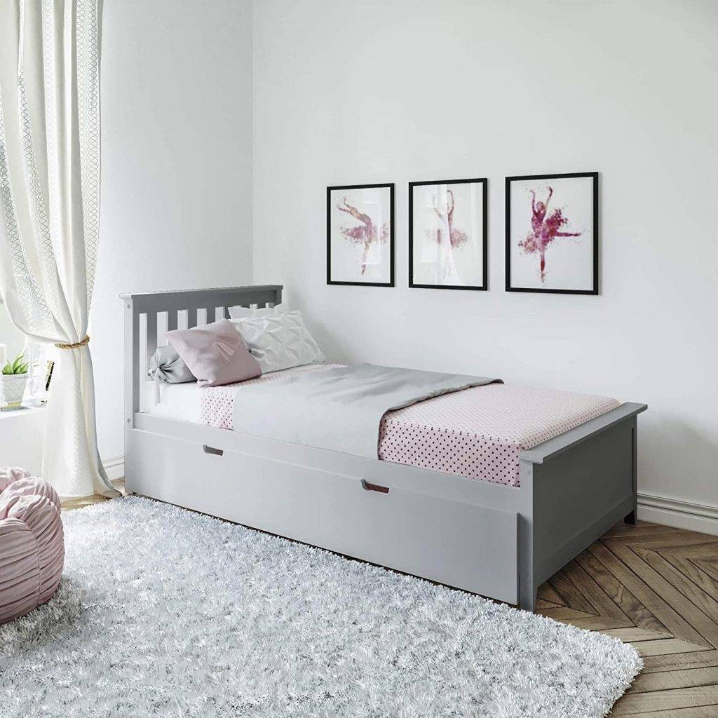 Max And Lily Twin Platform Bed With Trundle In Grey
