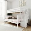 MAX & LILY SOLID WOOD Twin Over Full Bunk Bed with Stairs in White