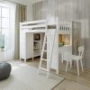 Solid Wood Kensington White Twin Loft Bed With Desk and Storage