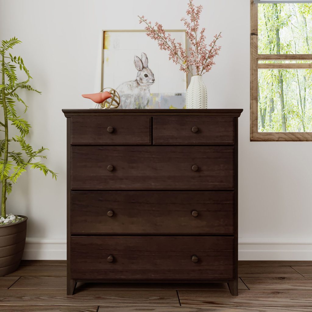 Solid Wood Max And Lily 2 Over 3 Dresser In Espresso Finish