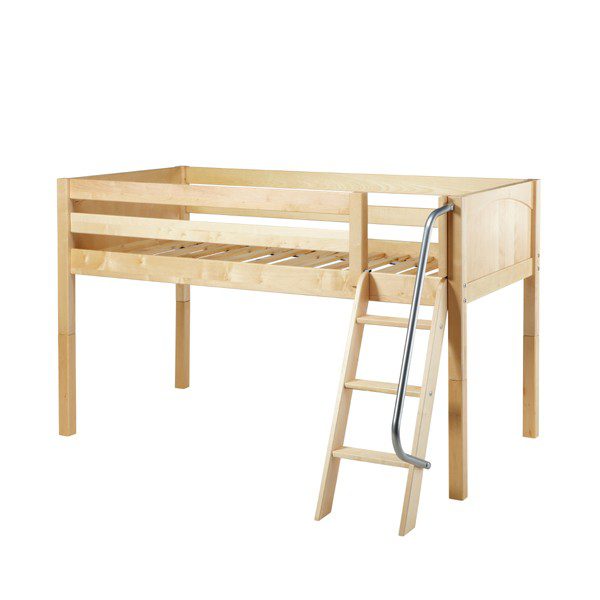 Solid Wood Maxtrix Easy Rider NP Twin Low Loft Bed with Ladder In Natural