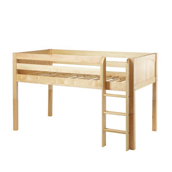 Solid Wood Maxtrix Low Rider NP Twin Low Loft Bed with Ladder In Natural
