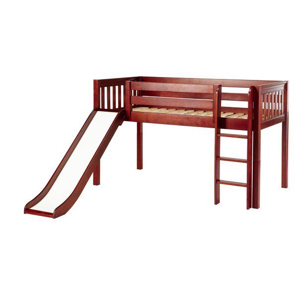 Solid Wood Maxtrix Marvelous CS Twin Low Loft Bed With Slide In Chestnut