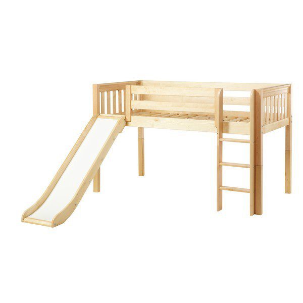 Solid Wood Maxtrix Marvelous NS Twin Low Loft Bed With Slide In Natural