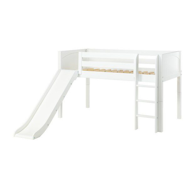 Solid Wood Maxtrix Marvelous Wp Twin Low Loft Bed With Slide In White