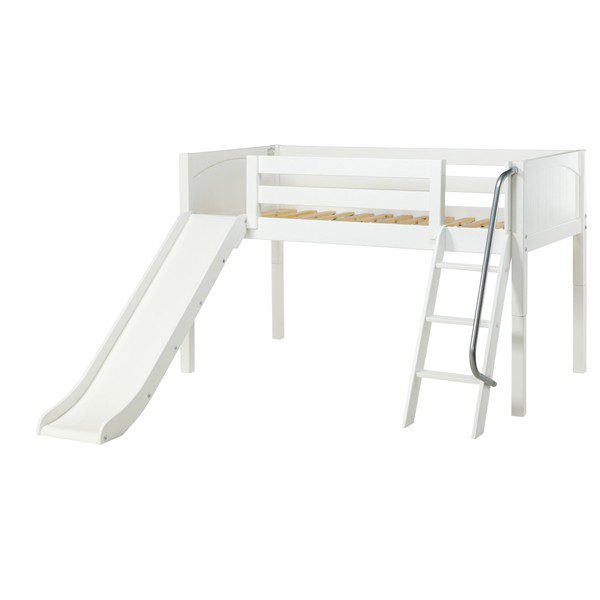 Solid Wood Maxtrix Wow WP Twin Low Loft Bed With Slide In White
