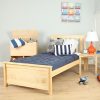 Twin Slatted Solid Wood Bed In Natural Finish