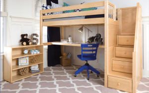 Solid Wood Maxtrix Star12 Twin High Loft Bed With Stairs And Desk