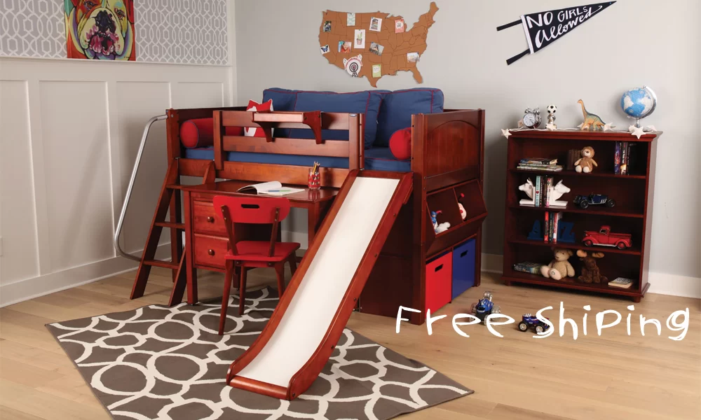 Loft bed in bedroom with free shipping