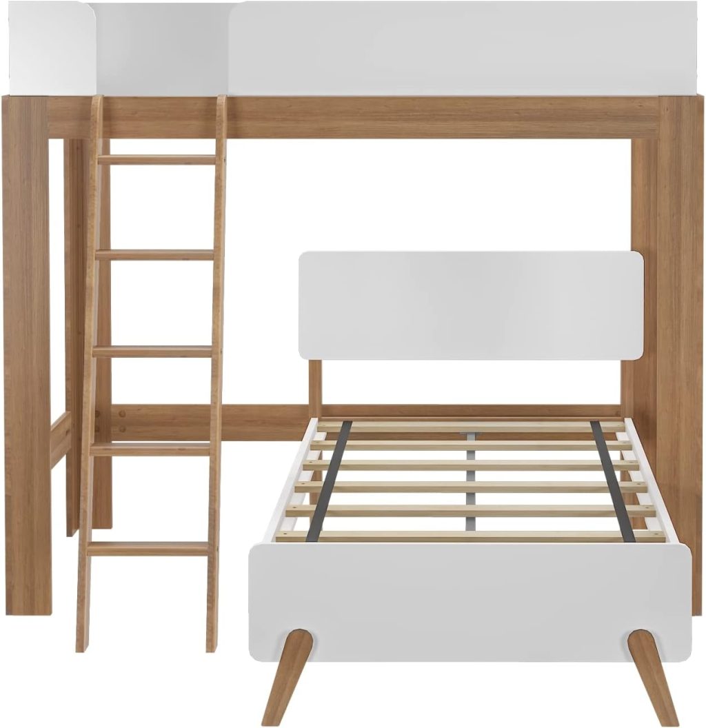 Mid-Century Modern Twin Over Twin L-Shaped Bunk Bed - Image 3