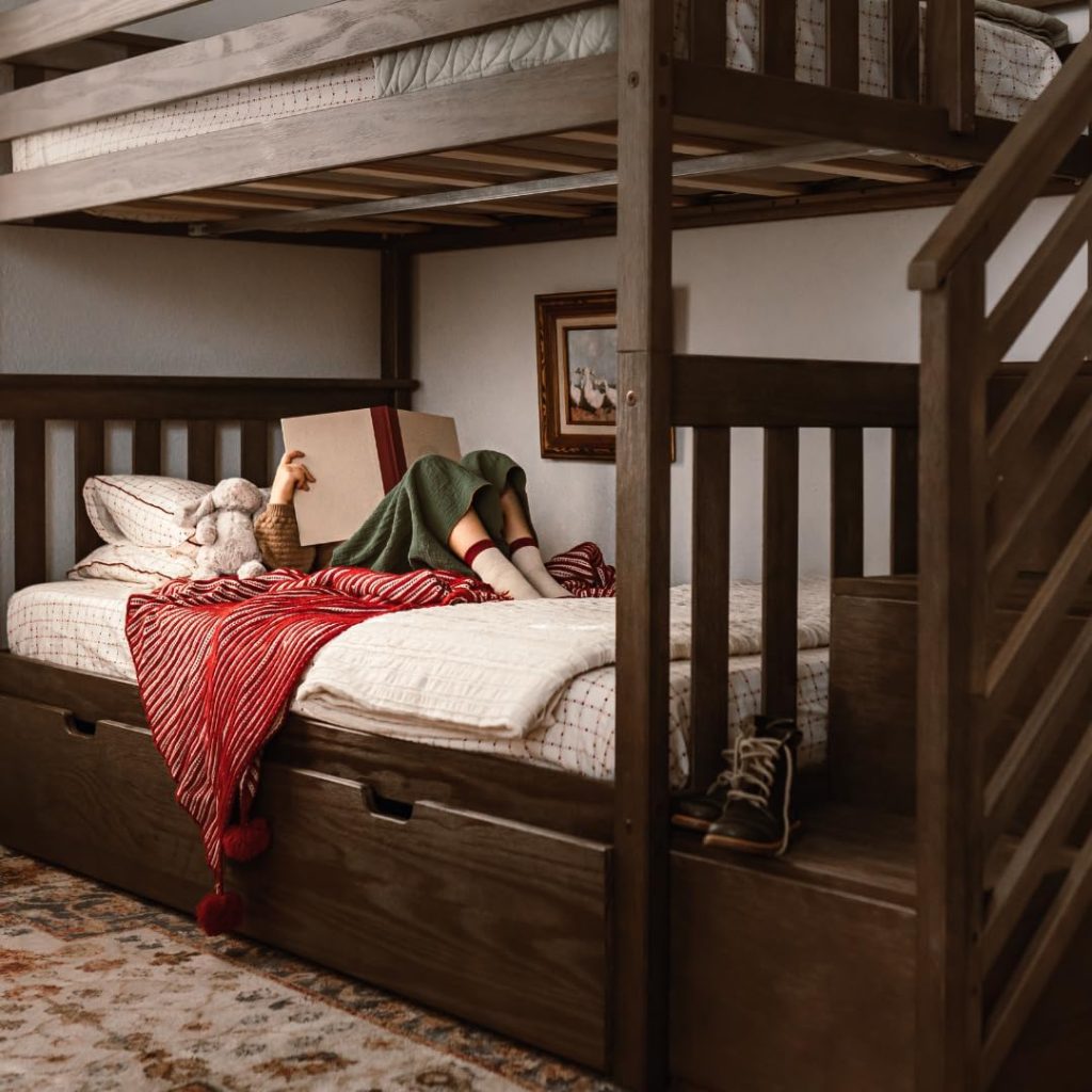 Max and Lily Twin Over Twin Bunk Bed With Stairs in Clay - Image 8