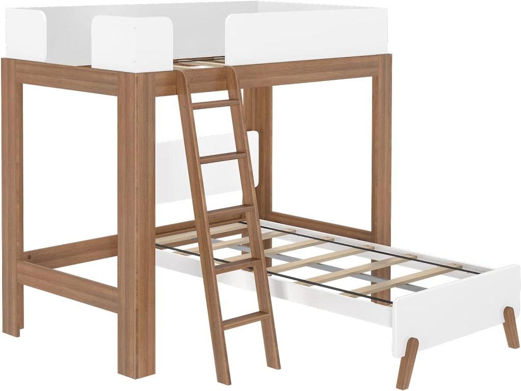 Mid-Century Modern Twin Over Twin L-Shaped Bunk Bed - Image 4
