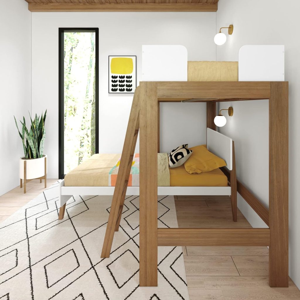 Mid-Century Modern Twin Over Twin L-Shaped Bunk Bed - Image 6