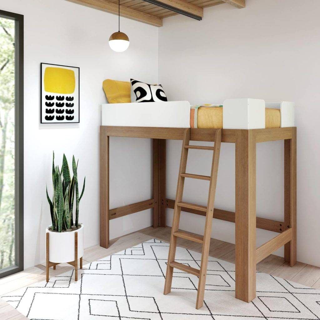 Mid-Century Modern Twin High Loft Bed