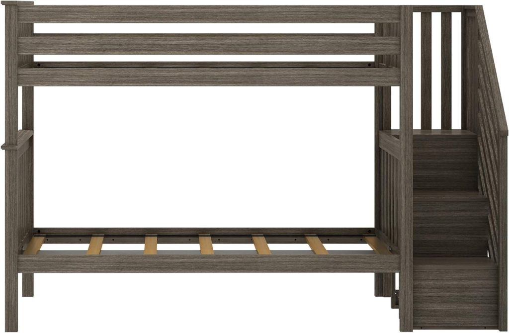 Max and Lily Twin Over Twin Bunk Bed With Stairs in Clay - Image 2