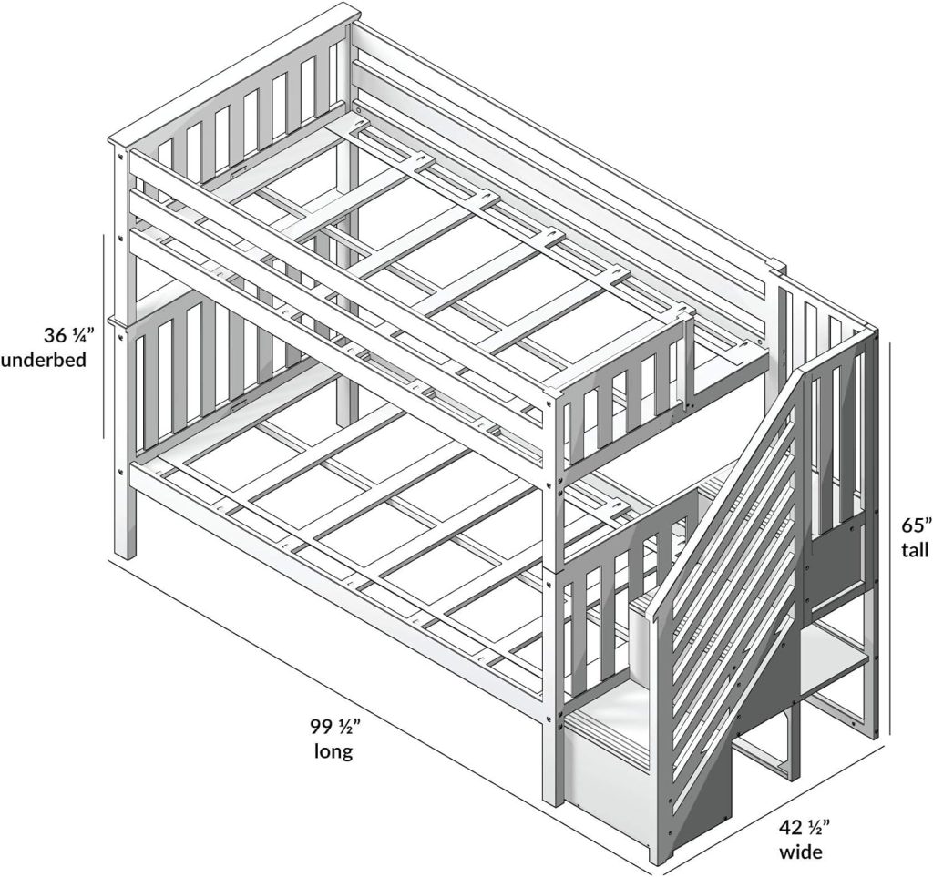Max and Lily Twin Over Twin Bunk Bed With Stairs in Clay - Image 3