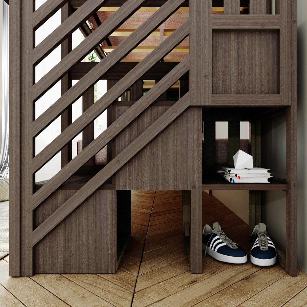 Max and Lily Twin Over Twin Bunk Bed With Stairs in Clay - Image 6