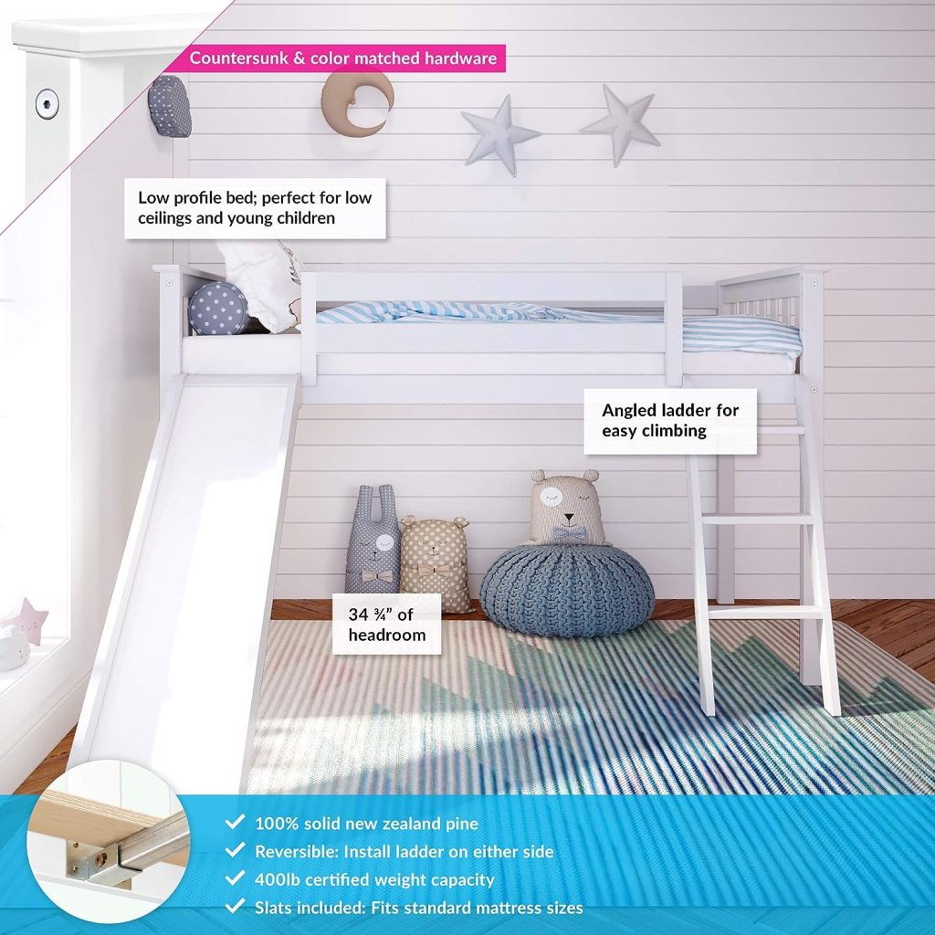 Max and Lily Twin Low Loft Bed With Slide - Image 3