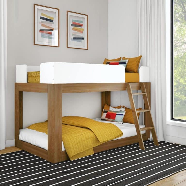 Modern Twin Over Twin Low Bunk Bed