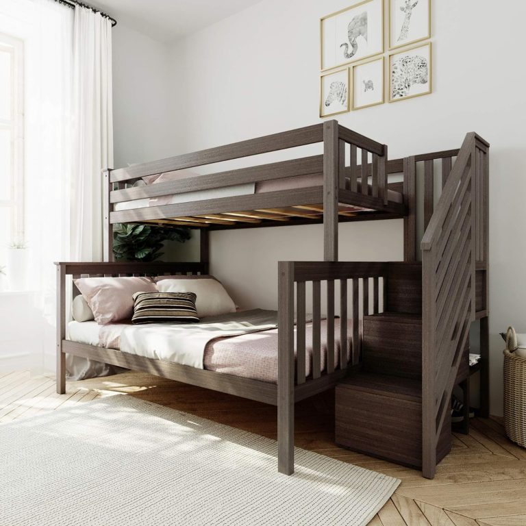 twin over full clay1 Twin Over Full Bunk Bed With Staircase In Clay Finish