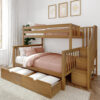187235-007__1 Twin over full bunk bed with stairs and storage in white