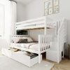 Twin Over Full Bunk Bed with Stairs and Storage in White